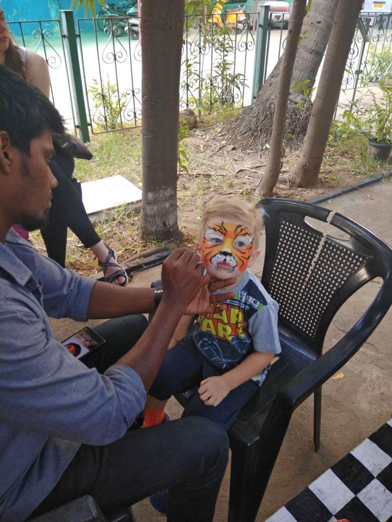 Face painting at birthday party